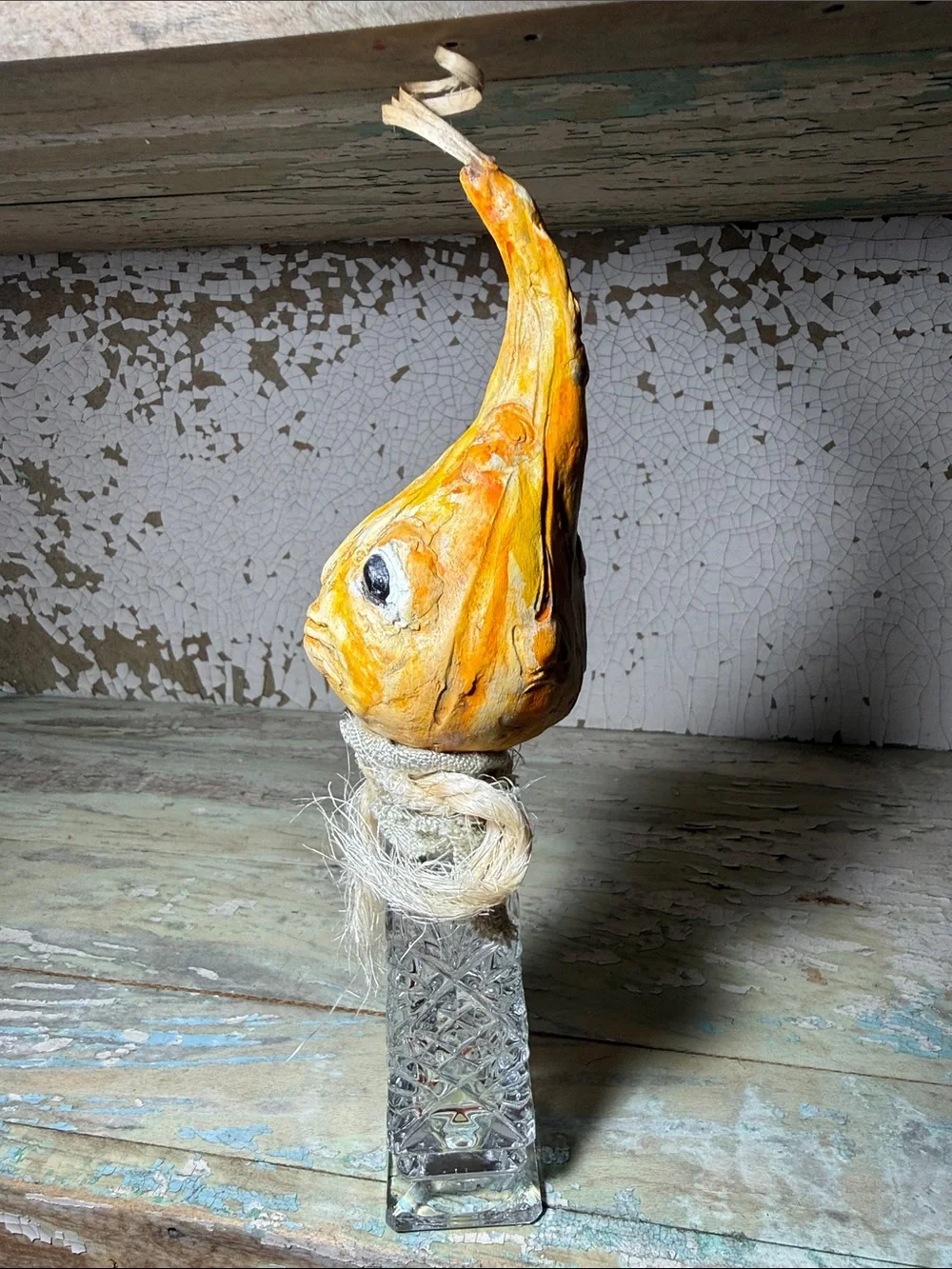 🎃 Grumpy Gourd Guy Yellow/Orange Decorative Halloween - Handmade